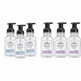 J.R. Watkins Foaming Hand Soap Pump Dispenser, Moisturizing Foam Hand Wash, All Natural, Alcohol-Free, Cruelty-Free, USA Made, Ocean Breeze, Lavender, 9 fl oz, 3 Pack