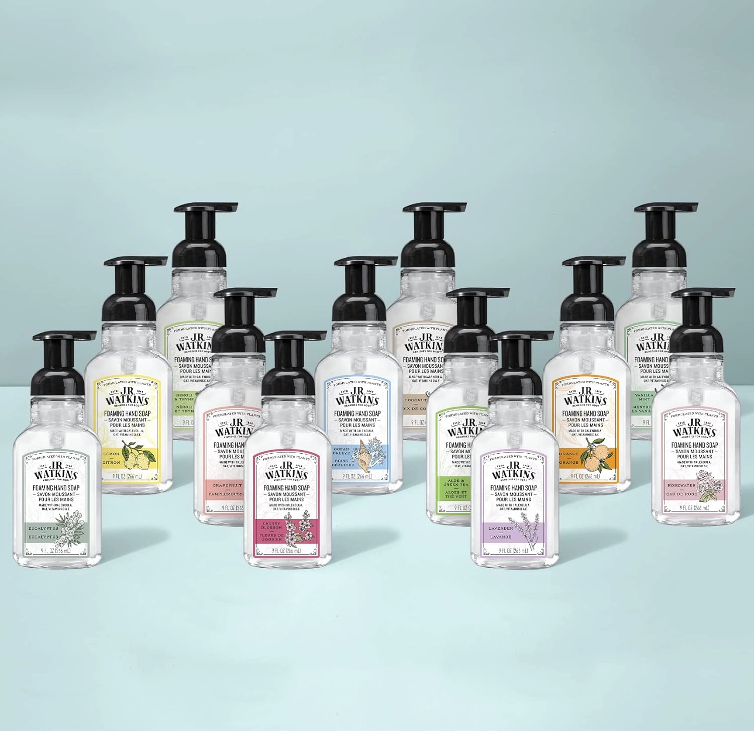 J.R. Watkins Foaming Hand Soap Pump with Dispenser, Moisturizing All Natural Hand Soap Foam, Alcohol-Free, Cruelty-Free, Use for Kitchen or Bathroom, Coconut, 9 fl oz, 3 Pack