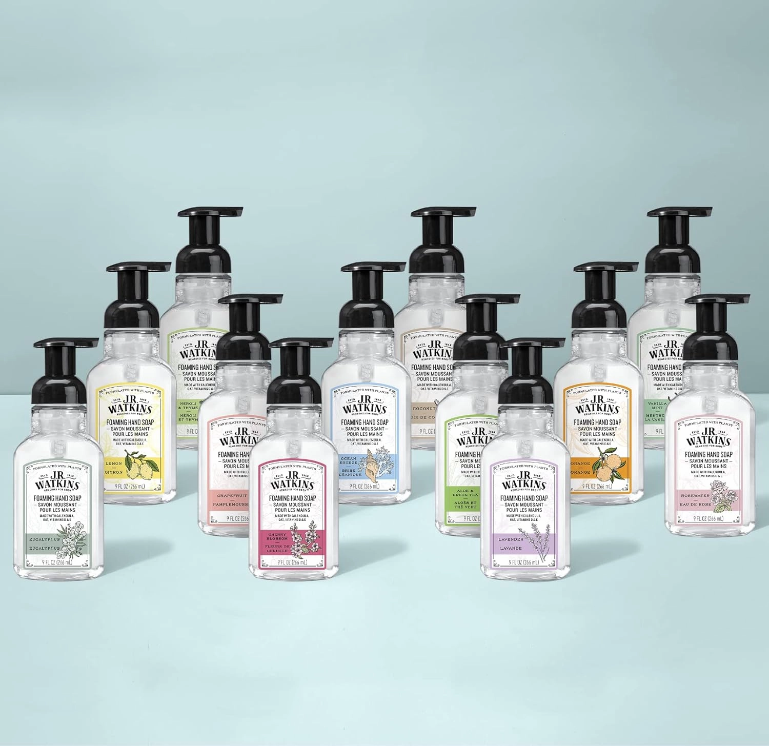 J.R. Watkins Foaming Hand Soap Refills, All Natural, Alcohol-Free Hand Wash, Cruelty-Free, Moisturizing Soap Refill for Bathroom or Kitchen, Rosewater, 28 fl oz Foam Refill, 3 Pack