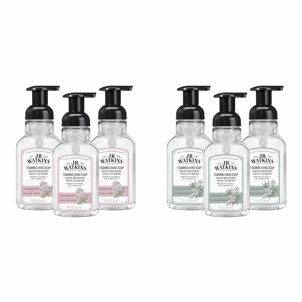 J.R. Watkins Foaming Hand Soap with Pump Dispenser, Moisturizing Foam Hand Wash, All Natural & Foaming Hand Soap Pump with Dispenser, Moisturizing All Natural Hand Soap Foam