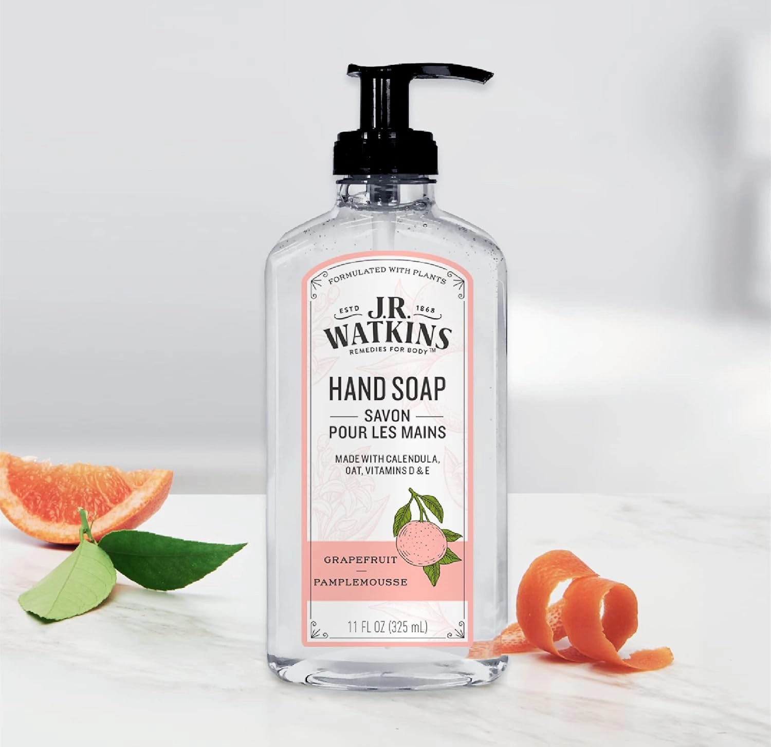 J.R. Watkins Gel Hand Soap, Scented Liquid Hand Wash for Bathroom or Kitchen, USA Made and Cruelty Free, 11 fl oz, Grapefruit, 6 Pack