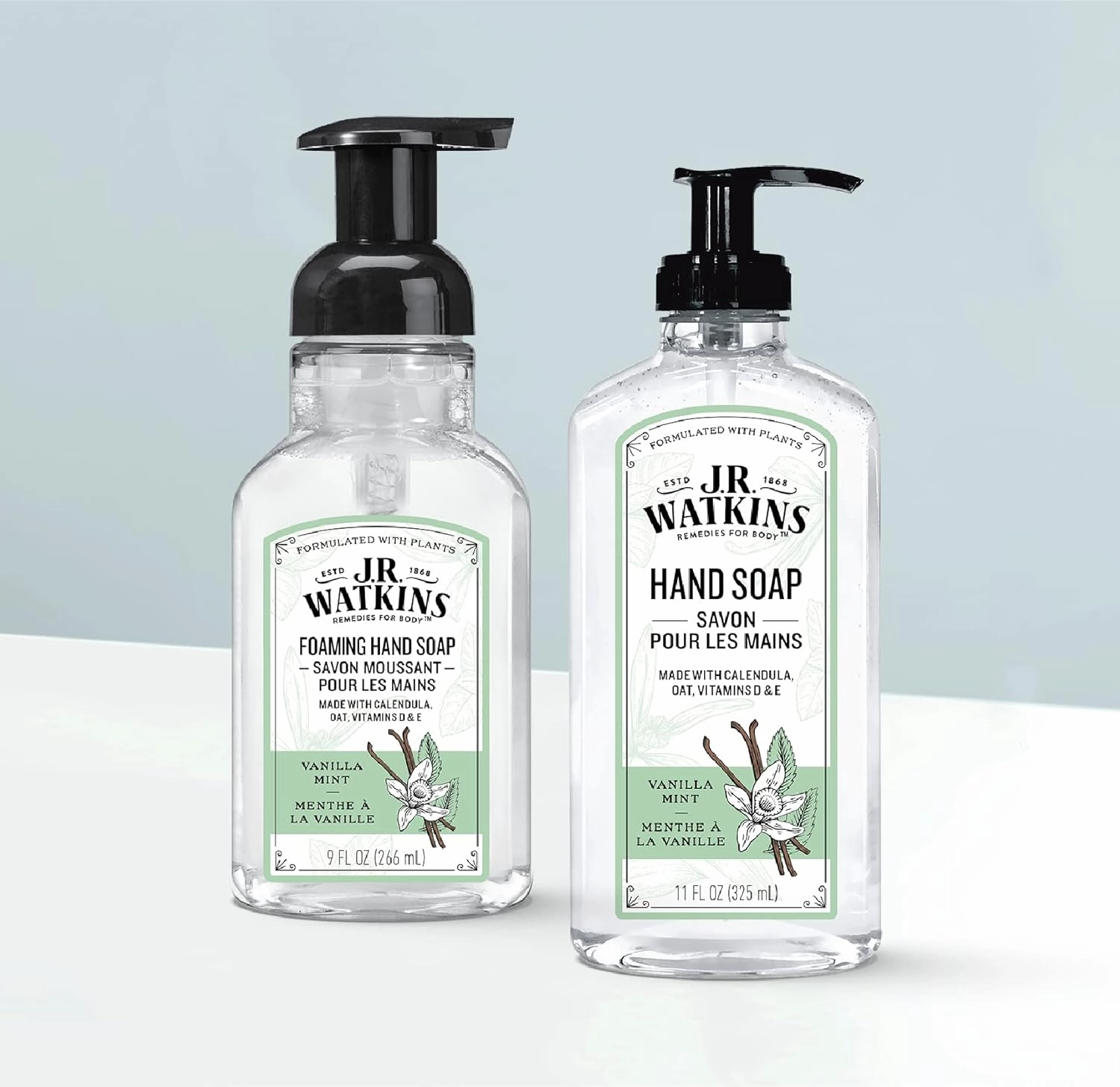 J.R. Watkins Gel Hand Soap, Scented Liquid Hand Wash for Bathroom or Kitchen, USA Made and Cruelty Free, 11 fl oz, Vanilla Mint, 6 Pack