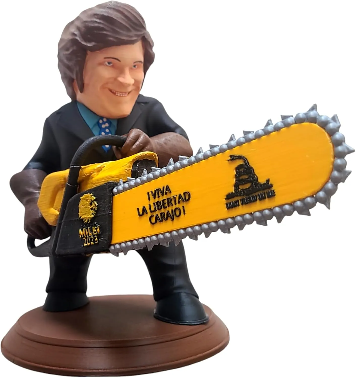Javier Milei Collectibles 10'' 3D Printed Action Figure with Chainsaw - Bobblehead for MILEI Supporters and Patriotic Argentinians