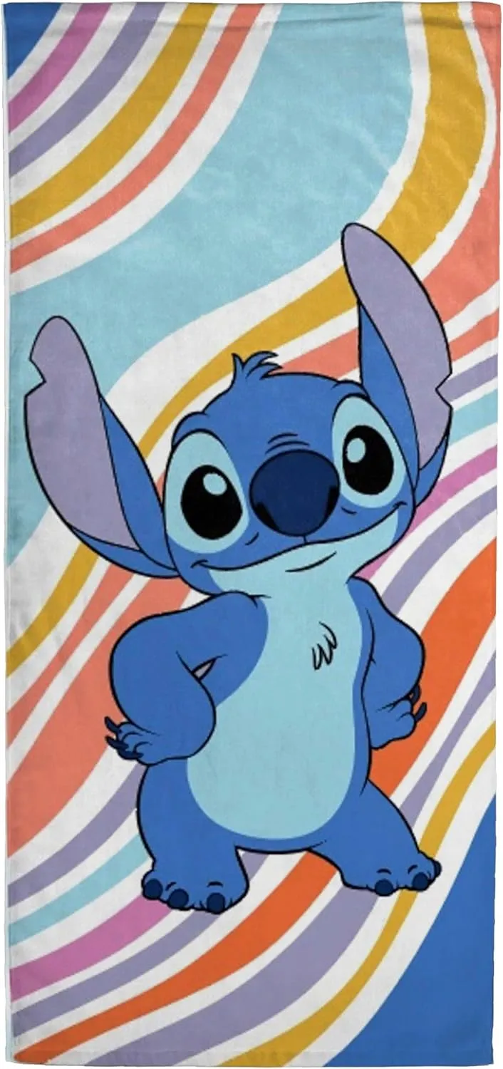 Jay Franco Disney Lilo and Stitch Bath Pool Beach Towel - Kids Super Soft & Absorbent 100% Cotton Towel, Measures 28 x 58