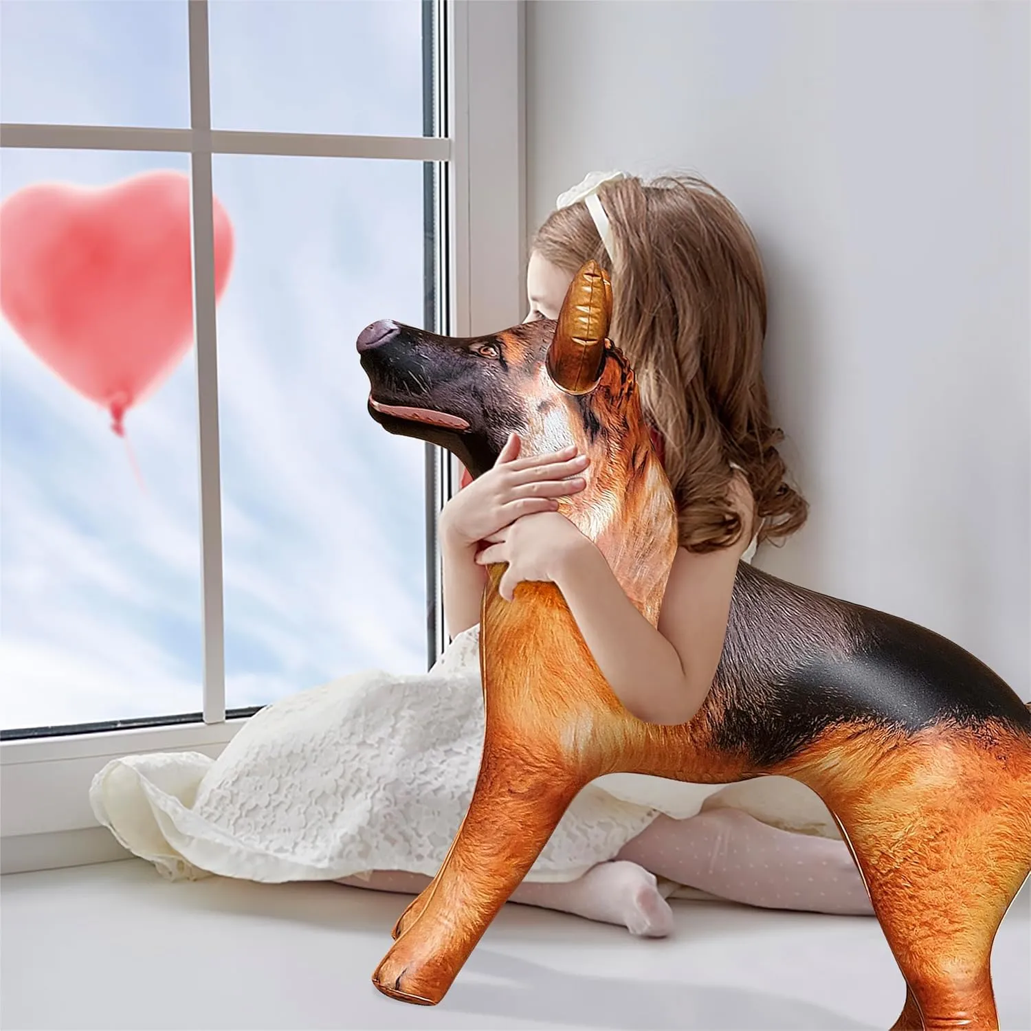 Jet Creations 43 L/30 H in INCH Inflatable German Shepherd K9 Dog, Lifelike Black Tan Animal, Puppy Pet Figure, for Home Parties Event Decor, Outdoor Display, VBS Photo Prop, Gift for Boys Girls Kids