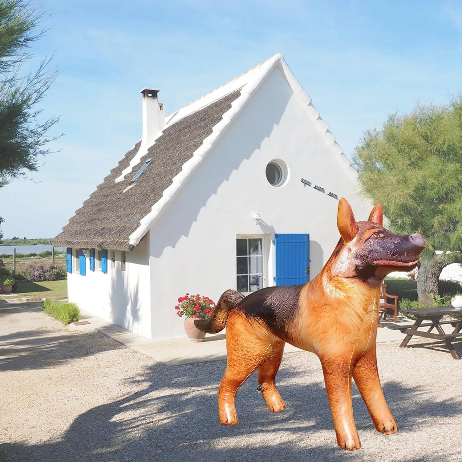 Jet Creations 43 L/30 H in INCH Inflatable German Shepherd K9 Dog, Lifelike Black Tan Animal, Puppy Pet Figure, for Home Parties Event Decor, Outdoor Display, VBS Photo Prop, Gift for Boys Girls Kids