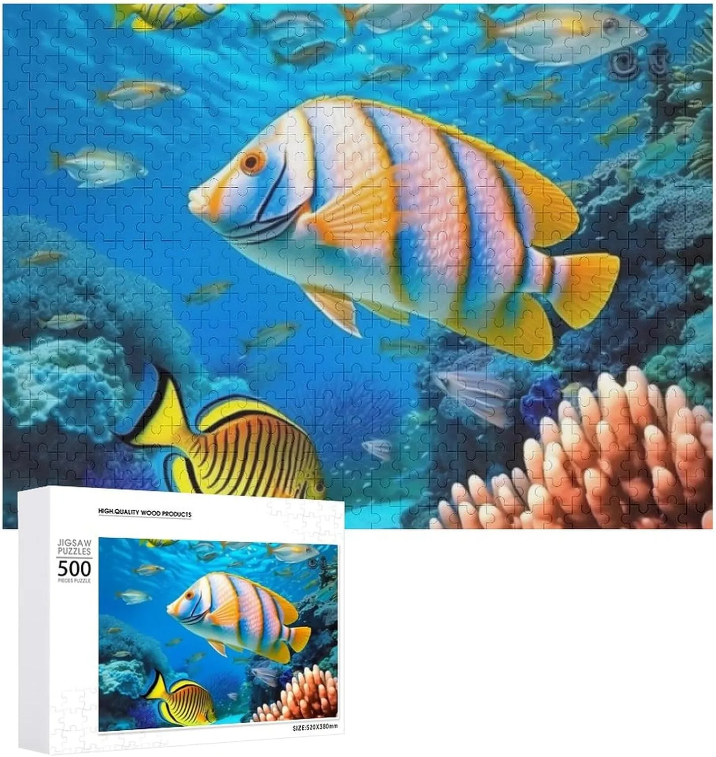 Jigsaw Puzzle 500 PCS Difficult Tropical Sea Fish Puzzle Personalized Wooden Jigsaw Puzzles Game for Most People