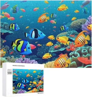 Jigsaw Puzzle 500 PCS Sea Fishes Difficult Puzzle Personalized Wooden Jigsaw Puzzles Game for Most People