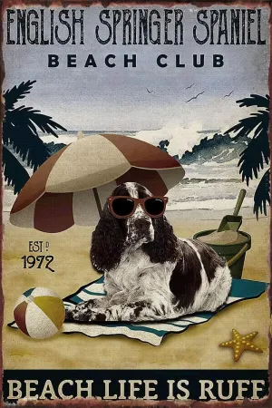 Jigsaw Puzzles 1000 Pieces for Adults - English Springer Spaniel Beach Club Wooden Puzzles for Adults and Family Home Decoration Family Entertainment Leisure Fun Interactive