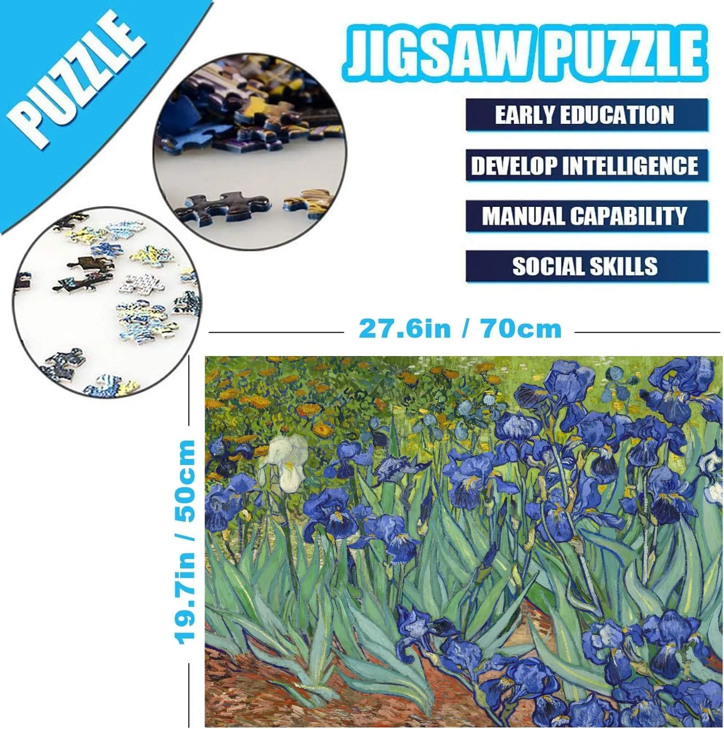 Jigsaw Puzzles for Adults 1000 Piece Irises by Vincent Van Gogh 27.56 x 19.69 Inch Puzzles for Adults Educational Challenge Toy Van Gogh Puzzles 1000 Pieces for Adults