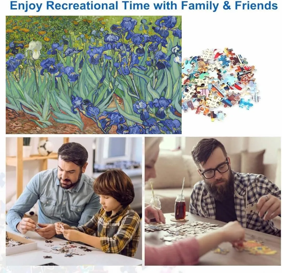 Jigsaw Puzzles for Adults 1000 Piece Irises by Vincent Van Gogh 27.56 x 19.69 Inch Puzzles for Adults Educational Challenge Toy Van Gogh Puzzles 1000 Pieces for Adults