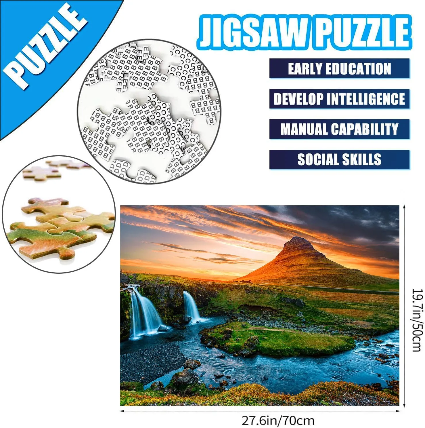 Jigsaw Puzzles for Adults, 2 Pack 1000 Pieces, Nature Landscape Mountain Scene National Park Challenging Puzzle Perfect for Family Activity Game Nights Gifts(Sequoia National Park & Kirkjufell)
