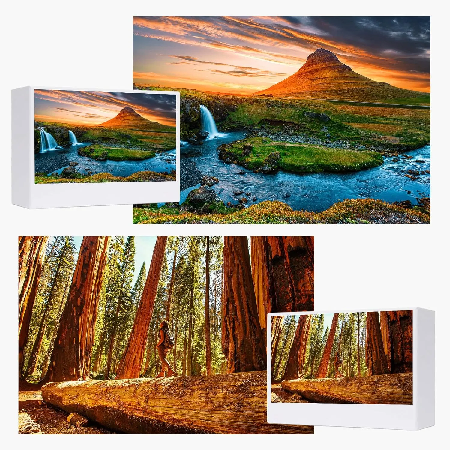 Jigsaw Puzzles for Adults, 2 Pack 1000 Pieces, Nature Landscape Mountain Scene National Park Challenging Puzzle Perfect for Family Activity Game Nights Gifts(Sequoia National Park & Kirkjufell)