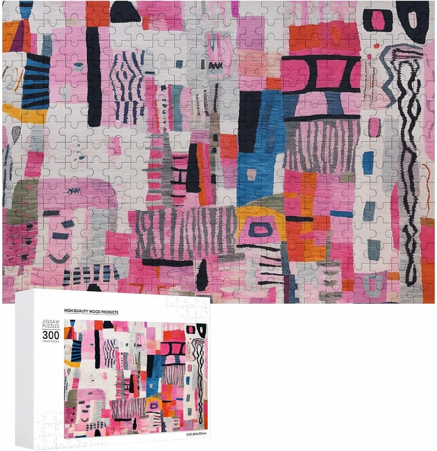 Jigsaw Puzzle 300 Pieces Personalized Photos Puzzle with Storage Bag Abstract Creative Style Puzzles Challenging Picture Puzzle Men Women Home Decor Wooden Puzzles for Family