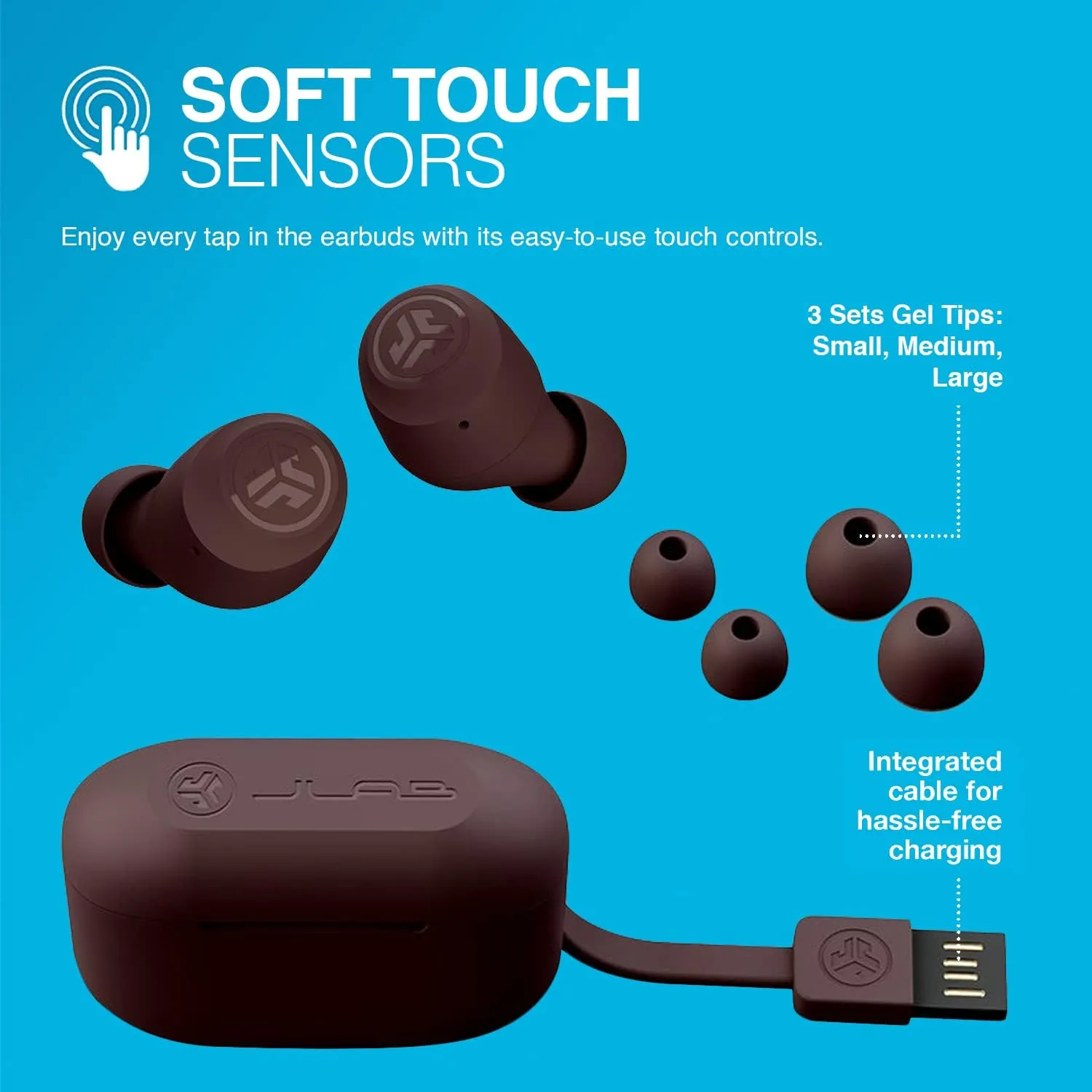 JLab Go Air Tones True Wireless Earbuds Designed with Auto On and Connect, Touch Controls, 32  Hours Bluetooth Playtime, EQ3 Sound, and Dual Connect, Natural Earthtone Color (4975 C)