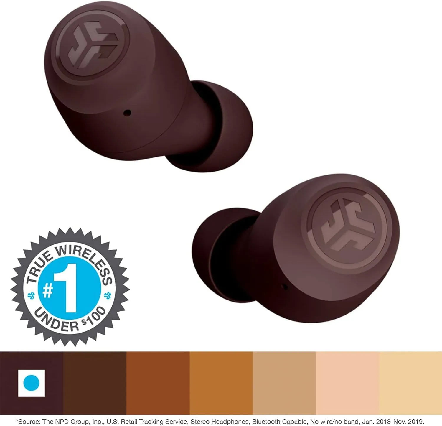 JLab Go Air Tones True Wireless Earbuds Designed with Auto On and Connect, Touch Controls, 32  Hours Bluetooth Playtime, EQ3 Sound, and Dual Connect, Natural Earthtone Color (4975 C)
