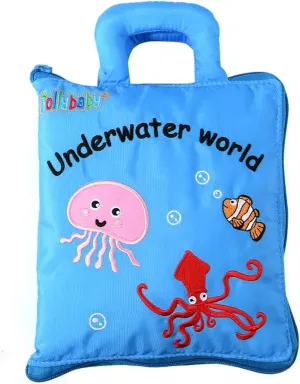 Jollybaby Quiet Book for Toddlers - Montessori Basic Skills Activity Toys - Preschool Learning Soft Travel Toy & Sensory Educational Busy Book for 1-3 Year Old Boys & Girls   Zipper Bag(Wathet)