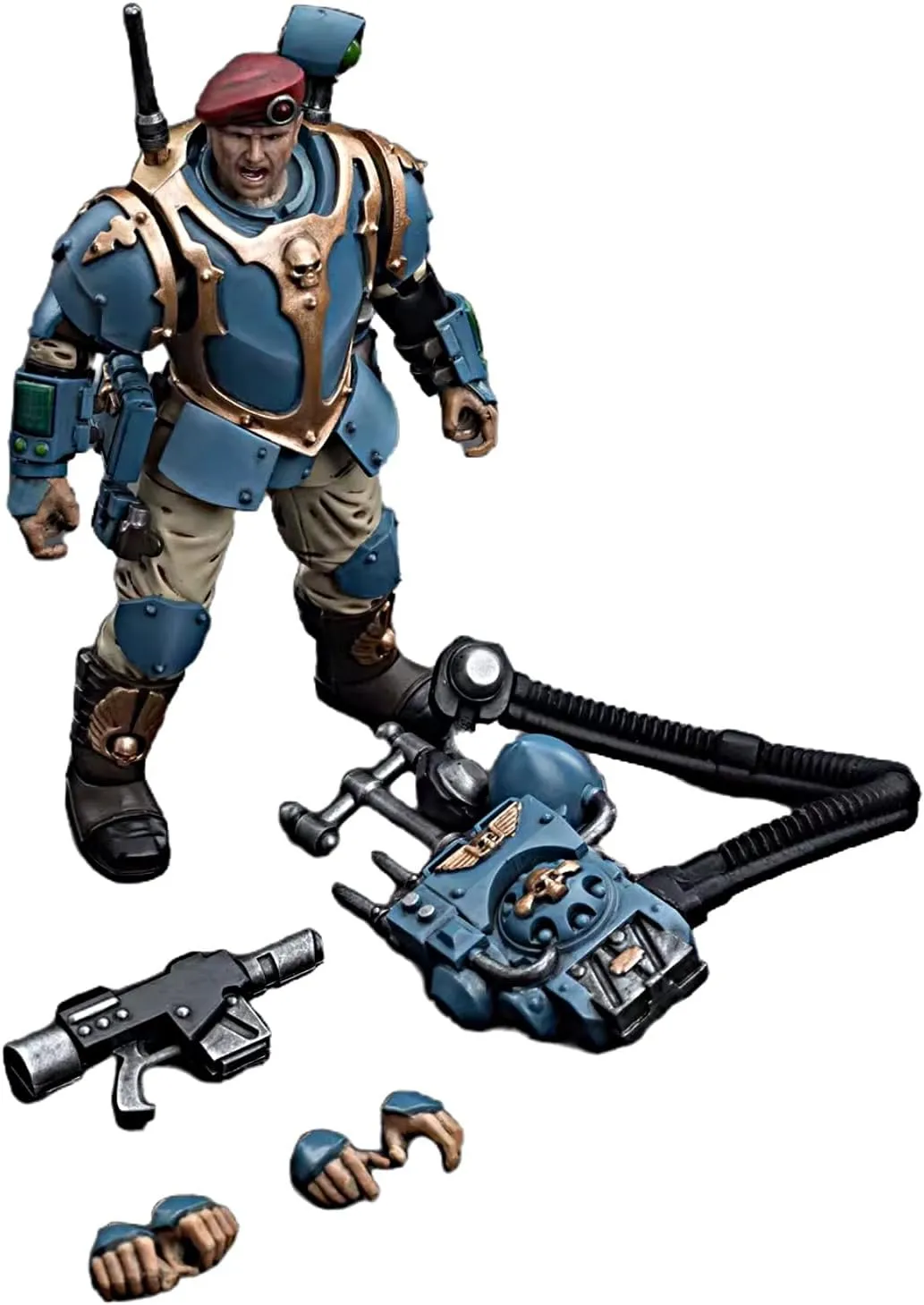 JOYTOY Warhammer 40K 1/18 Action Figures Astra Militarum Tempestus Scions Command Squad 55th Kappic Eagles Vox Operator Collectible Model Birthday Gifts