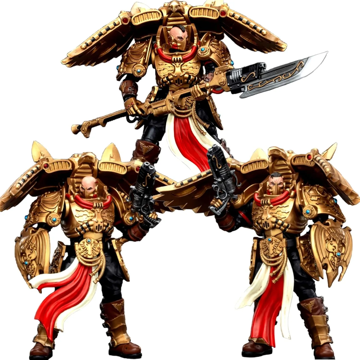 JOYTOY Warhammer 40K 1/18 Action Figures Legio Custodes Custodian Venatari Squad 3PCS Collectible Model 4.8 Inch Action Figure with Articulated Joints