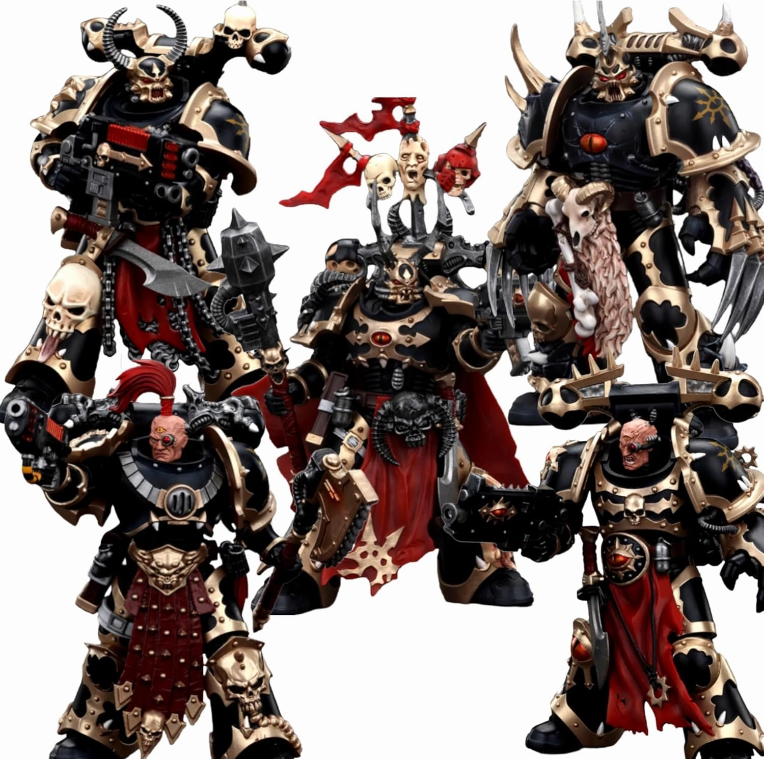 JOYTOY Warhammer 40K 1/18 Action Figures Chaos Space Marines Black Legion Chosen 5PCS Collectible Model 4.9Inches