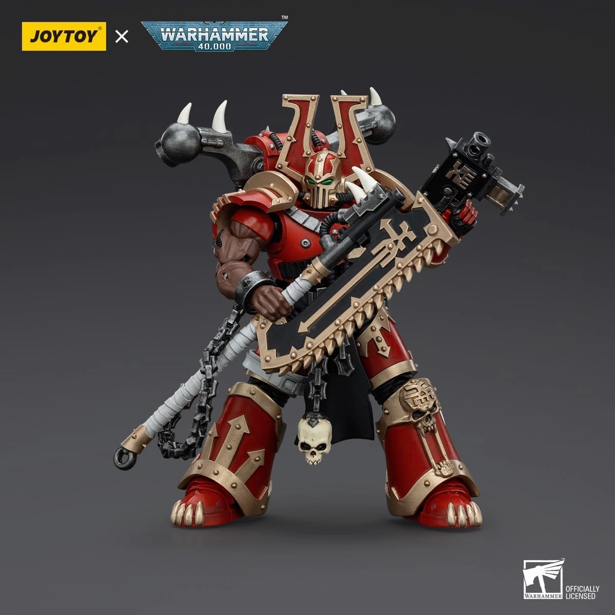 JOYTOY Warhammer 40K 1/18 Action Figures World Eaters Khorne Berzerker with Eviscerator Chainaxe Collectible Model