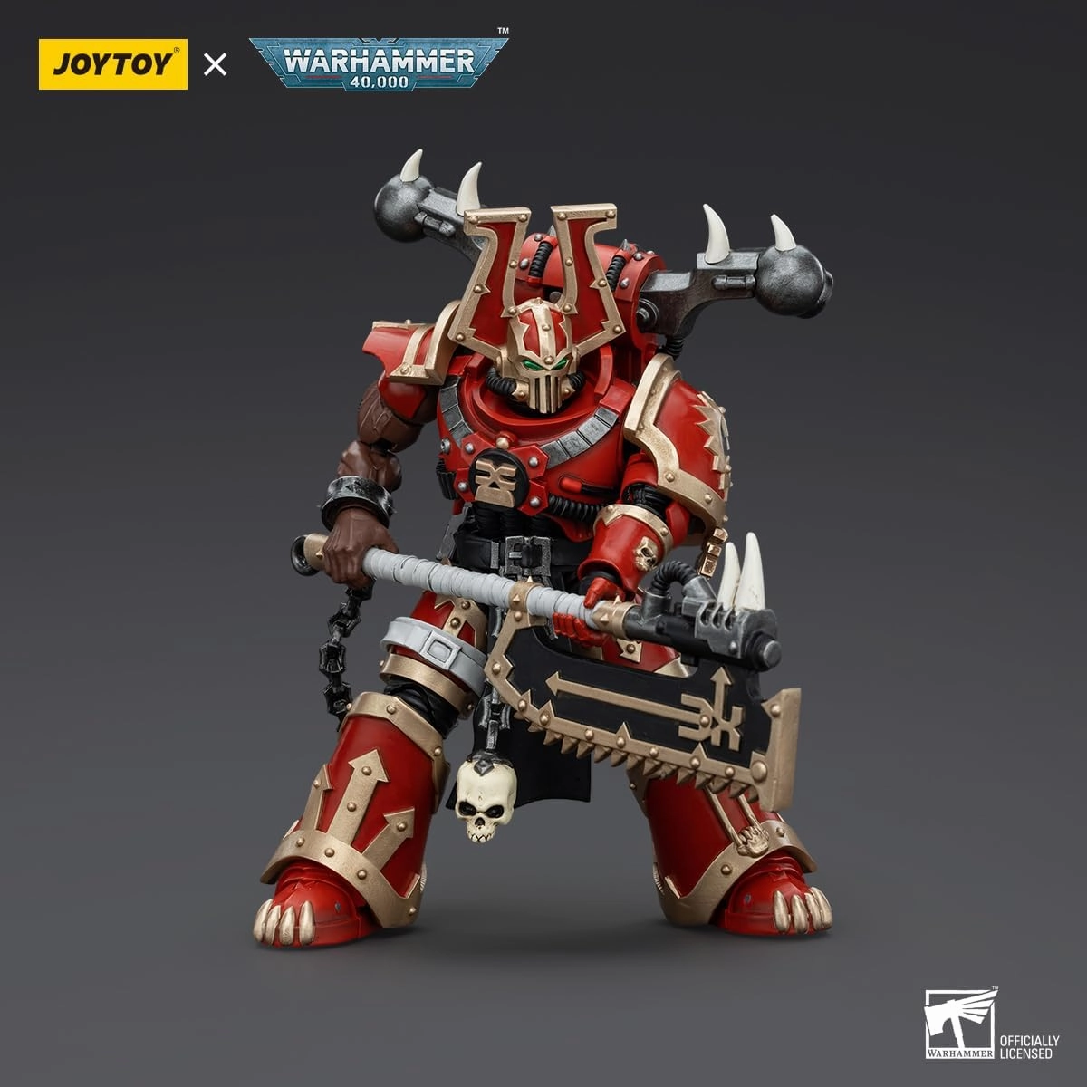 JOYTOY Warhammer 40K 1/18 Action Figures World Eaters Khorne Berzerker with Eviscerator Chainaxe Collectible Model