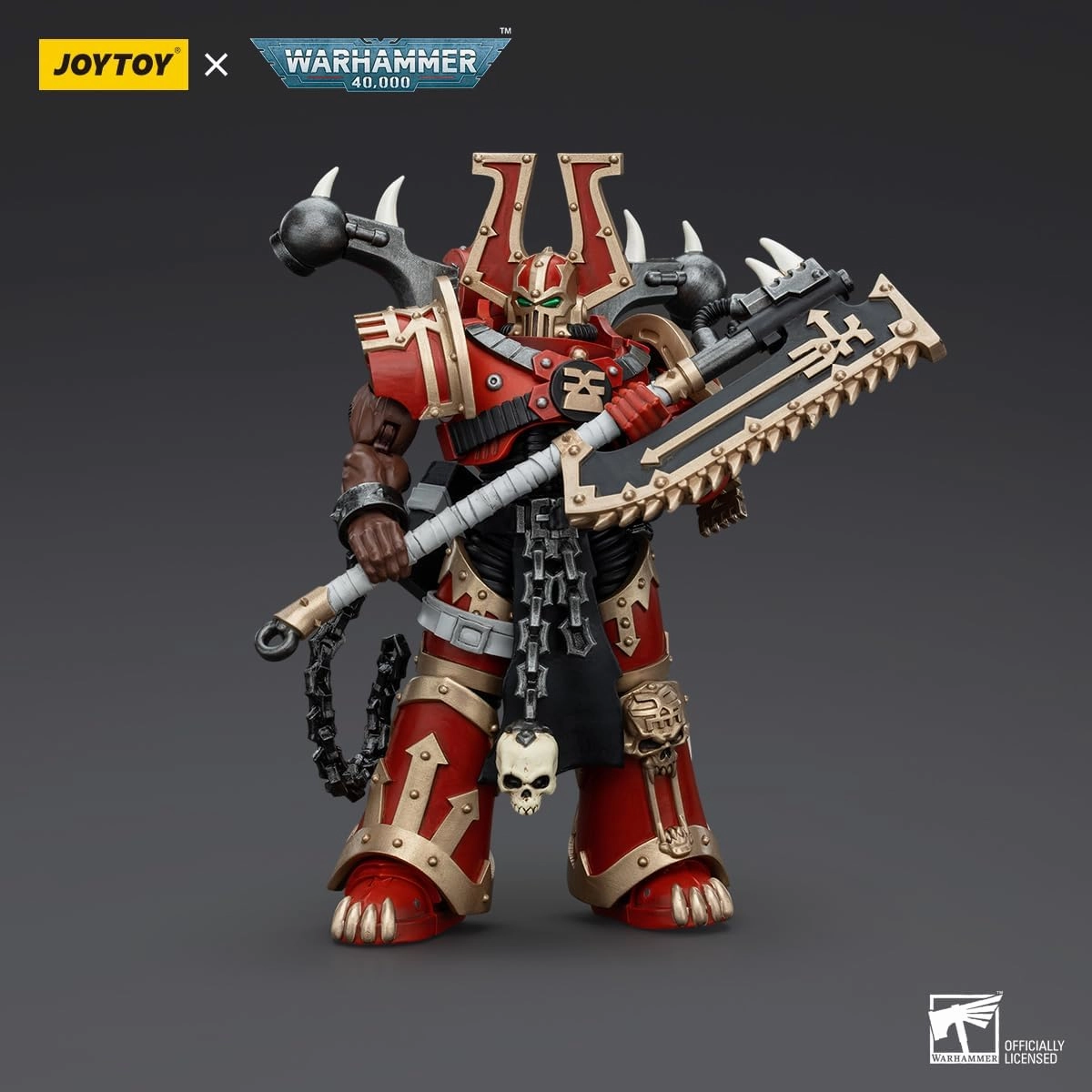 JOYTOY Warhammer 40K 1/18 Action Figures World Eaters Khorne Berzerker with Eviscerator Chainaxe Collectible Model