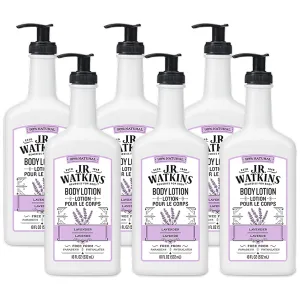J.R. Watkins Daily Moisturizing Lotion â€“ Body Cream in Pump Dispenser â€“ Hydrating Skin Cream Made with Shea Butter, Cocoa Butter, Coconut Oil & Vitamin E, Lavender, 18 fl oz, 6 Pack
