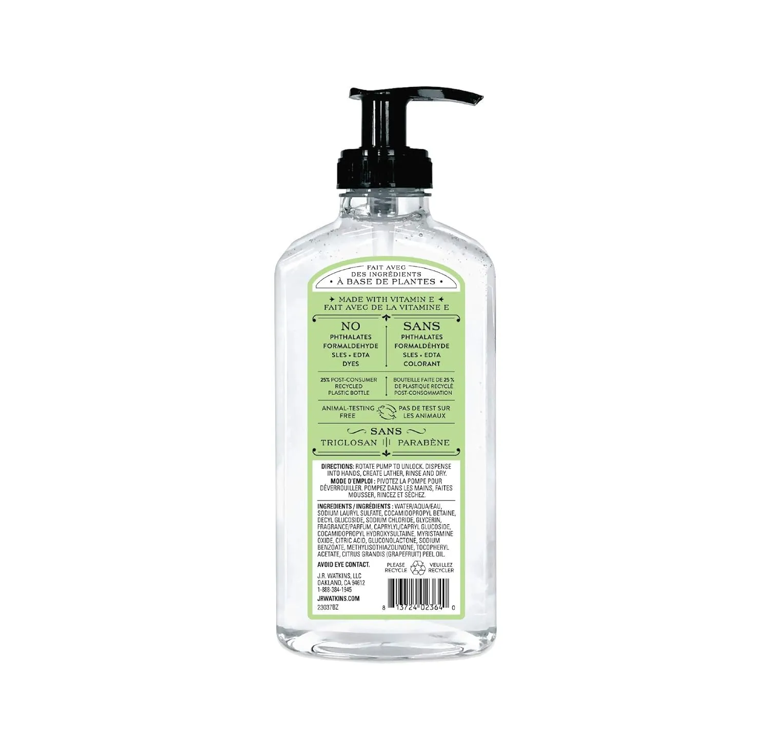 J.R. Watkins Gel Hand Soap, Scented Liquid Hand Wash for Bathroom or Kitchen, USA Made and Cruelty Free, 11 fl oz, Neroli & Thyme, 6 Pack