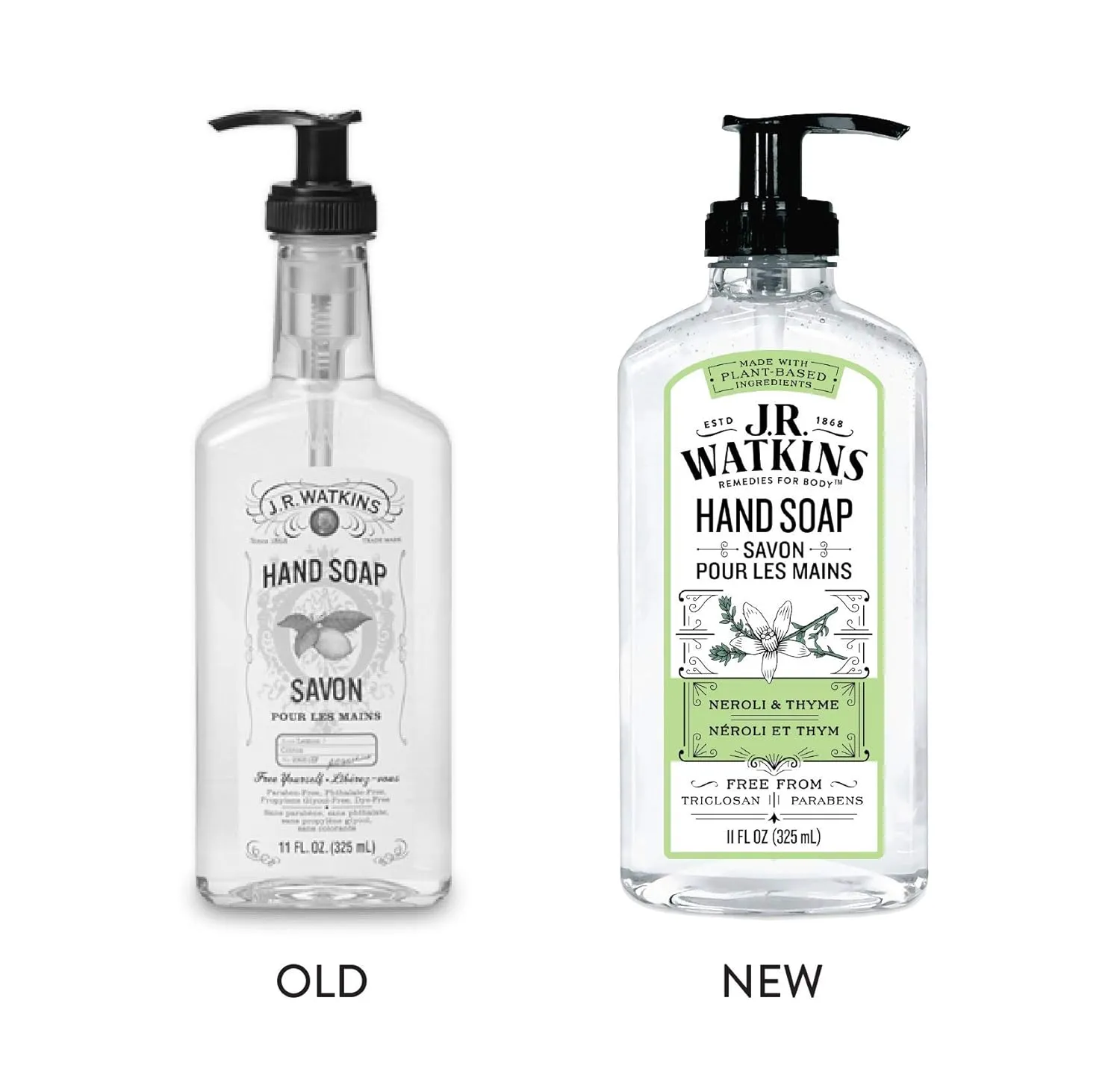 J.R. Watkins Gel Hand Soap, Scented Liquid Hand Wash for Bathroom or Kitchen, USA Made and Cruelty Free, 11 fl oz, Neroli & Thyme, 6 Pack