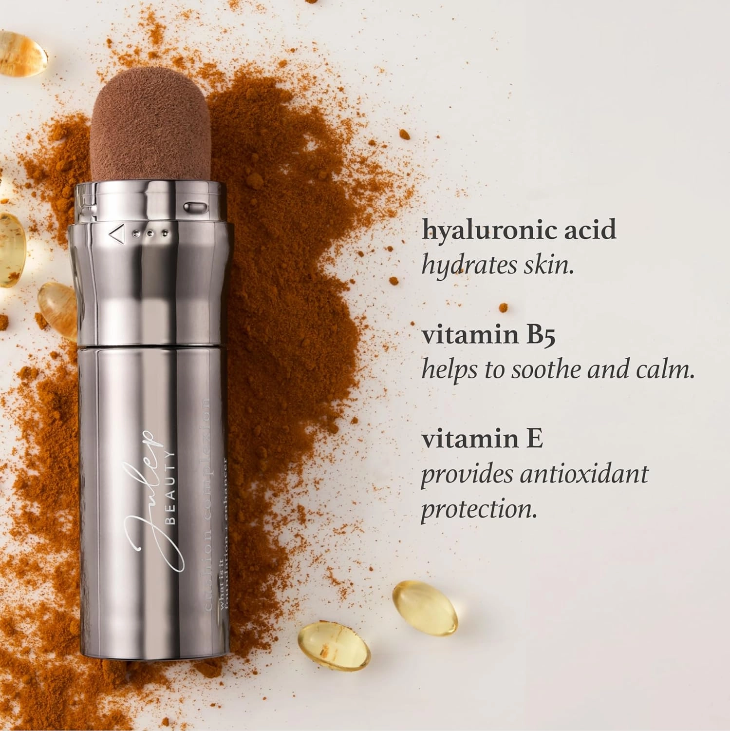 Julep Cushion Complexion Medium Coverage Foundation - Cashew | Covers, Brightens & Evens Skin Tone | On-The-Go Cushion Applicator | Hyaluronic Acid, Vitamin B5 & E