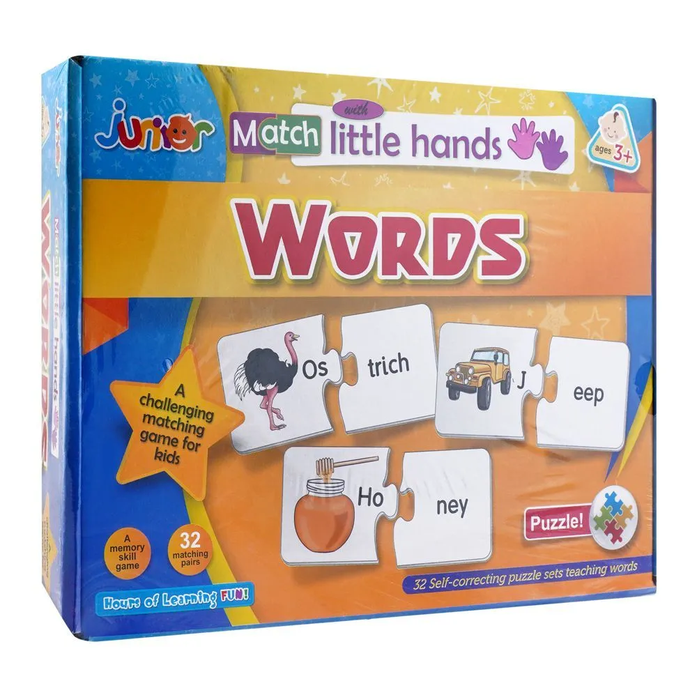 Junior Match With Little Hands, For 3  Years, Words
