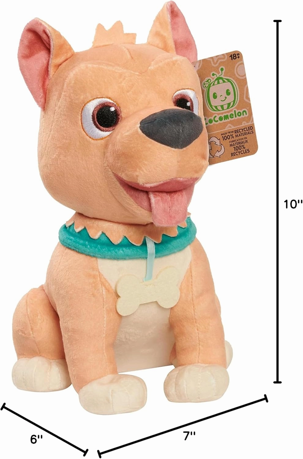 Just Play Cocomelon 100% Recycled Materials Bingo Plush Stuffed Animal, Dog, Officially Licensed Kids Toys for Ages 18 Month