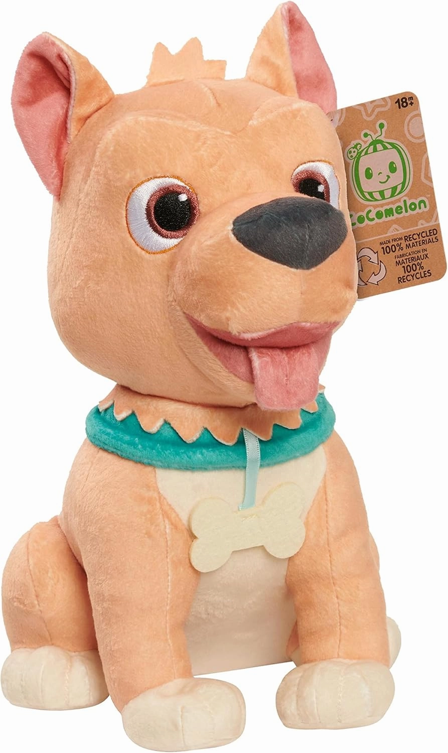 Just Play Cocomelon 100% Recycled Materials Bingo Plush Stuffed Animal, Dog, Officially Licensed Kids Toys for Ages 18 Month