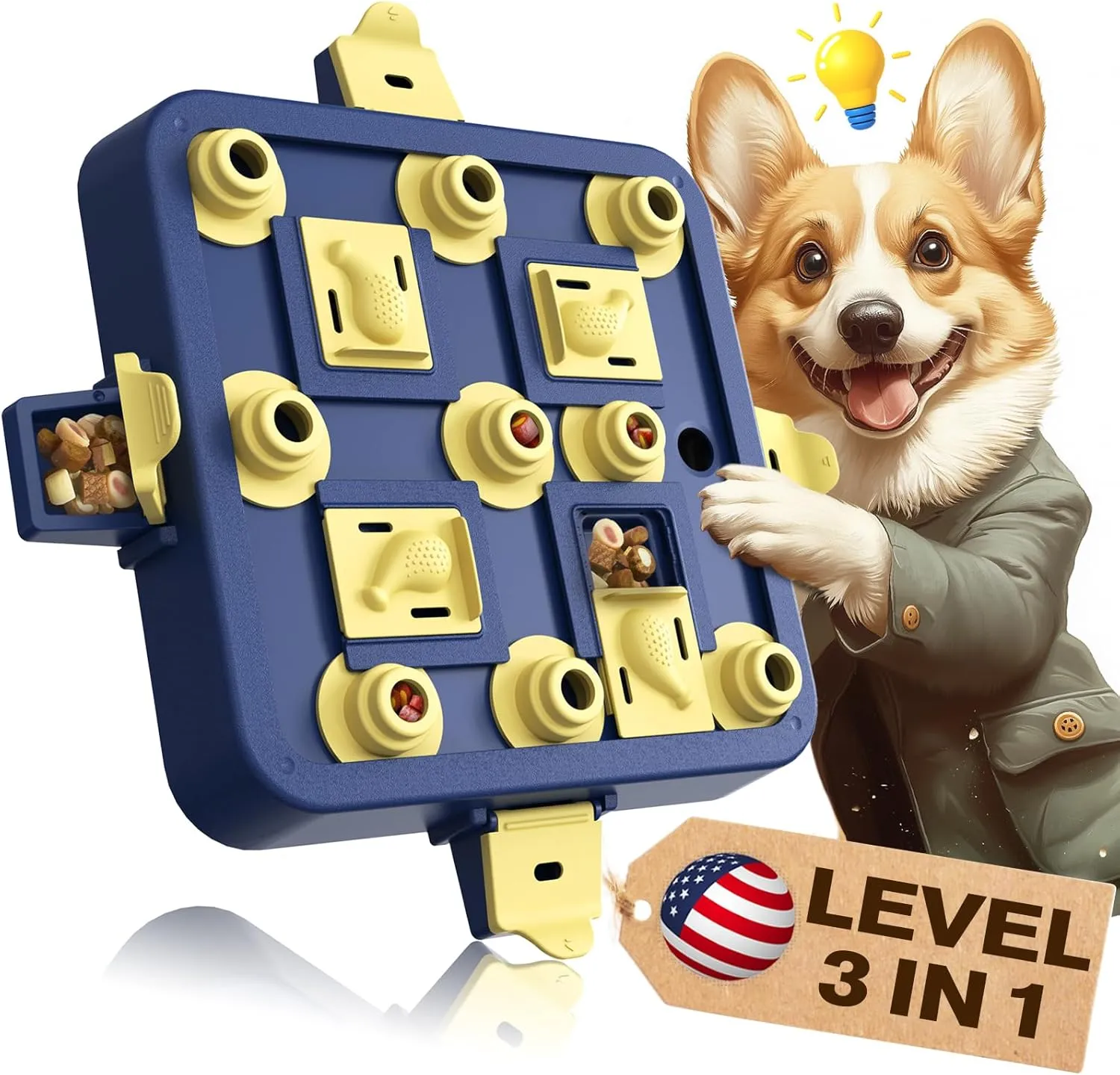 KADTC Dog Chess Puzzle Toy Brain Stimulation Mentally Stimulating Cognitive Busy Food Toys Boredom Buster Level 3 in 1 Best Treat Puzzles Puppy Interactive Mind Smart Game for Small/Medium/Large Dogs