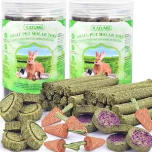 KATUMO 48PCS Timothy Hay Sticks for Rabbits, Natural Timothy Grass Molar Teeth Chew Toys for Guinea Pig Hamster Bunny Chinchilla Small Animal Treats