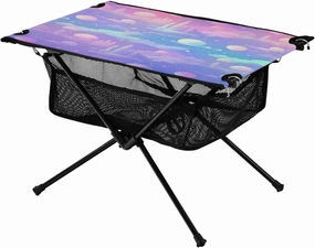 Kawaii Galaxy Texture Portable Folding Camping Table, Compact Lightweight Beach Table with Carrying Bag for Outdoor Picnics, BBQs, Camp