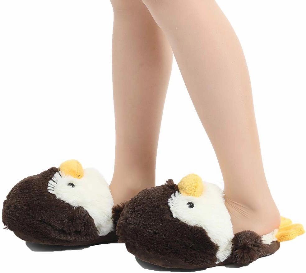 Kawaii Plush Duck Slippers Cute Novelty Warm Winter Teen Slippers Fun Adult Animal Slippers for Women Slides