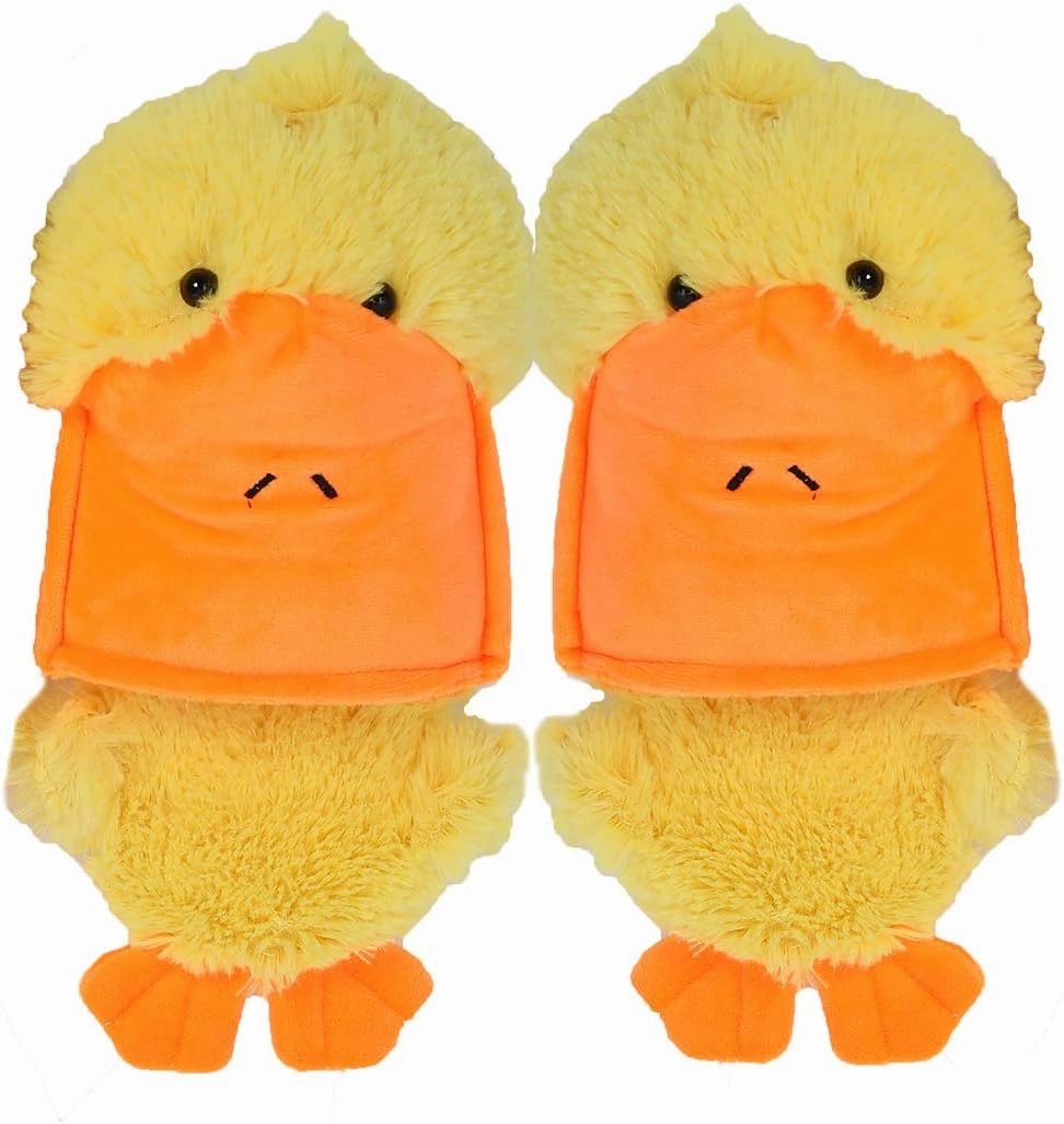 Kawaii Plush Duck Slippers Cute Novelty Warm Winter Teen Slippers Fun Adult Animal Slippers for Women Slides