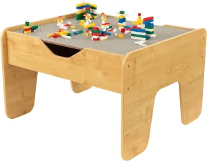 KidKraft Reversible Wooden Activity Table with Board with 195 Building Bricks – Gray & Natural, Gift for Ages 3 
