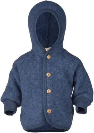 Kids Thermal Jacket Cardigan with Hood, Organic Merino Wool Fleece