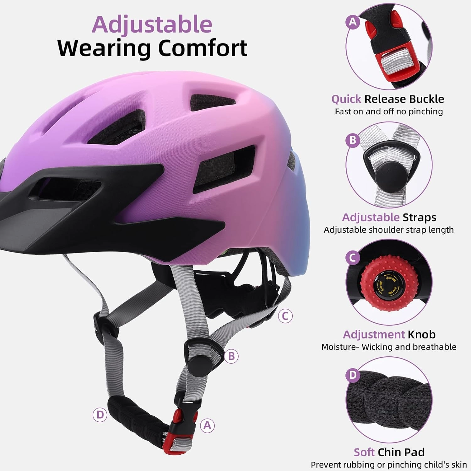 Kids Bike Helmet Boys and Girls Bicycle Helmet with Cool Visor Helmet for Kids 3-14, Children Bike Helmets Youth Bike Helmet Adjustable & Lightweight