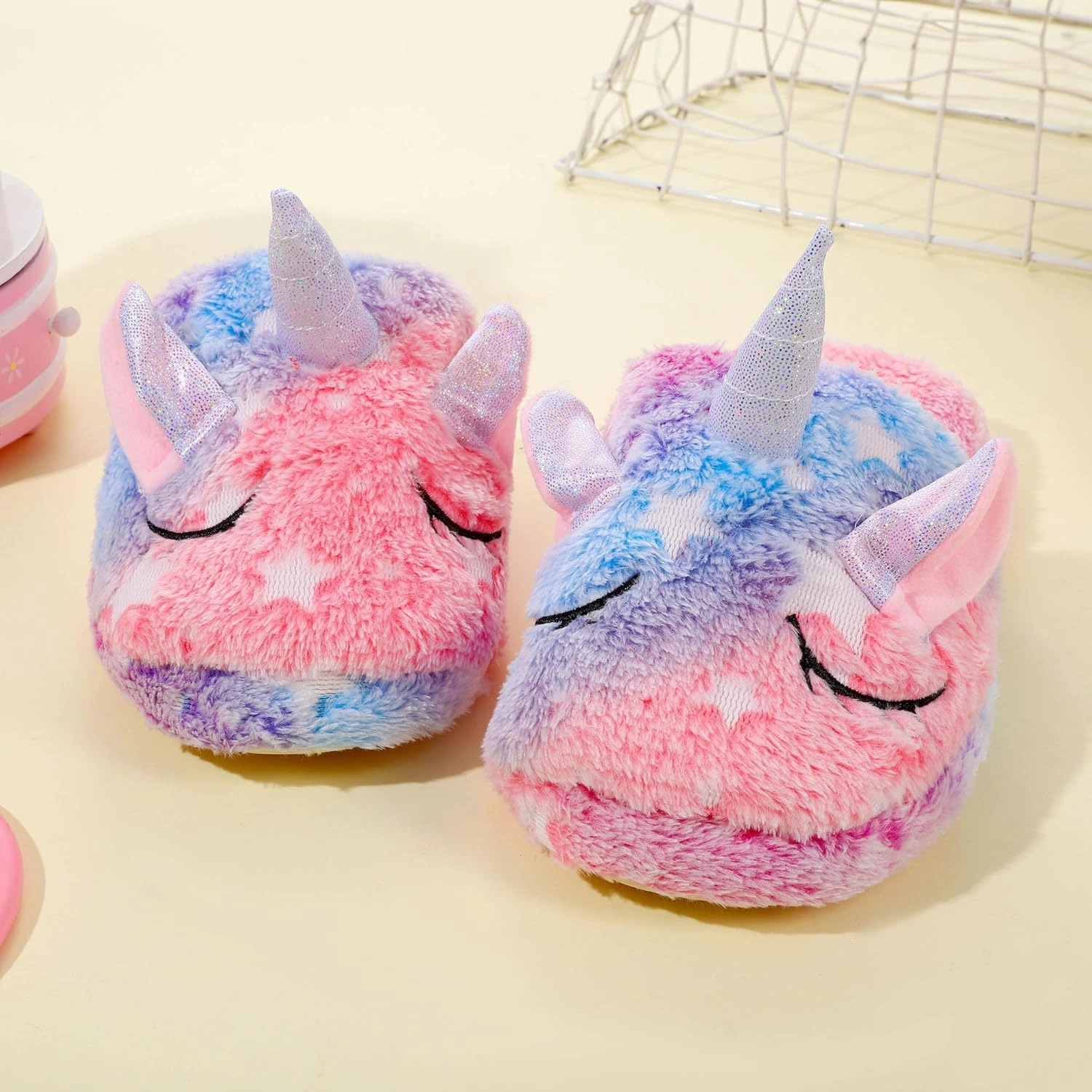 Kids Unicorn Slippers for Boys Girls Toddler Fuzzy Slippers Children House Slippers with Anti Slip Soles Glow in the Dark