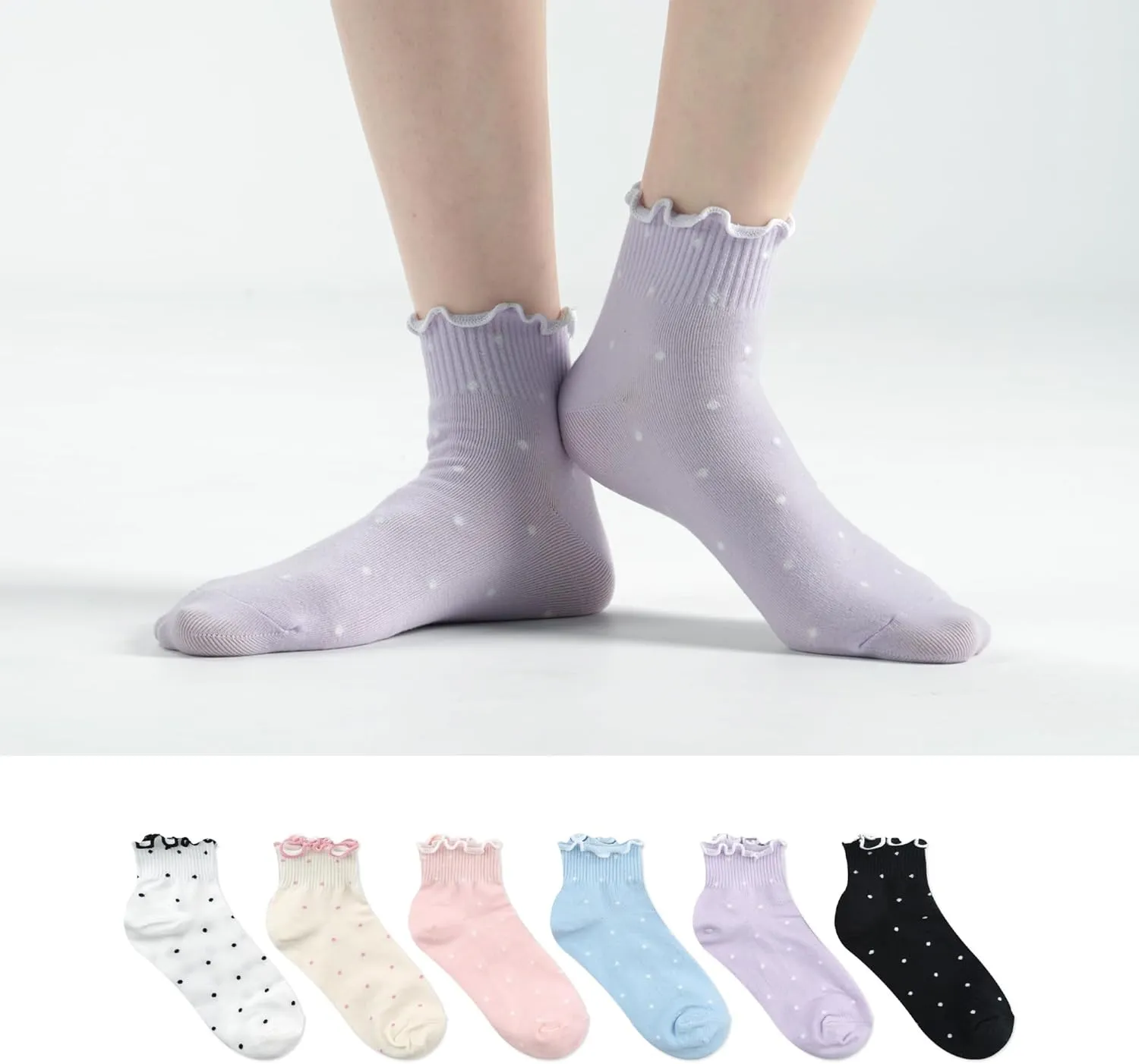 kikiya socks Women Ankle | 4-6 Pairs Heart Design Cute Animal Graphic Novelty Fruit Print Ladies Girls Cotton Socks | US 6-8