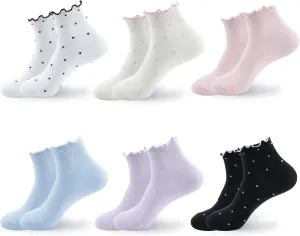 kikiya socks Women Ankle | 4-6 Pairs Heart Design Cute Animal Graphic Novelty Fruit Print Ladies Girls Cotton Socks | US 6-8