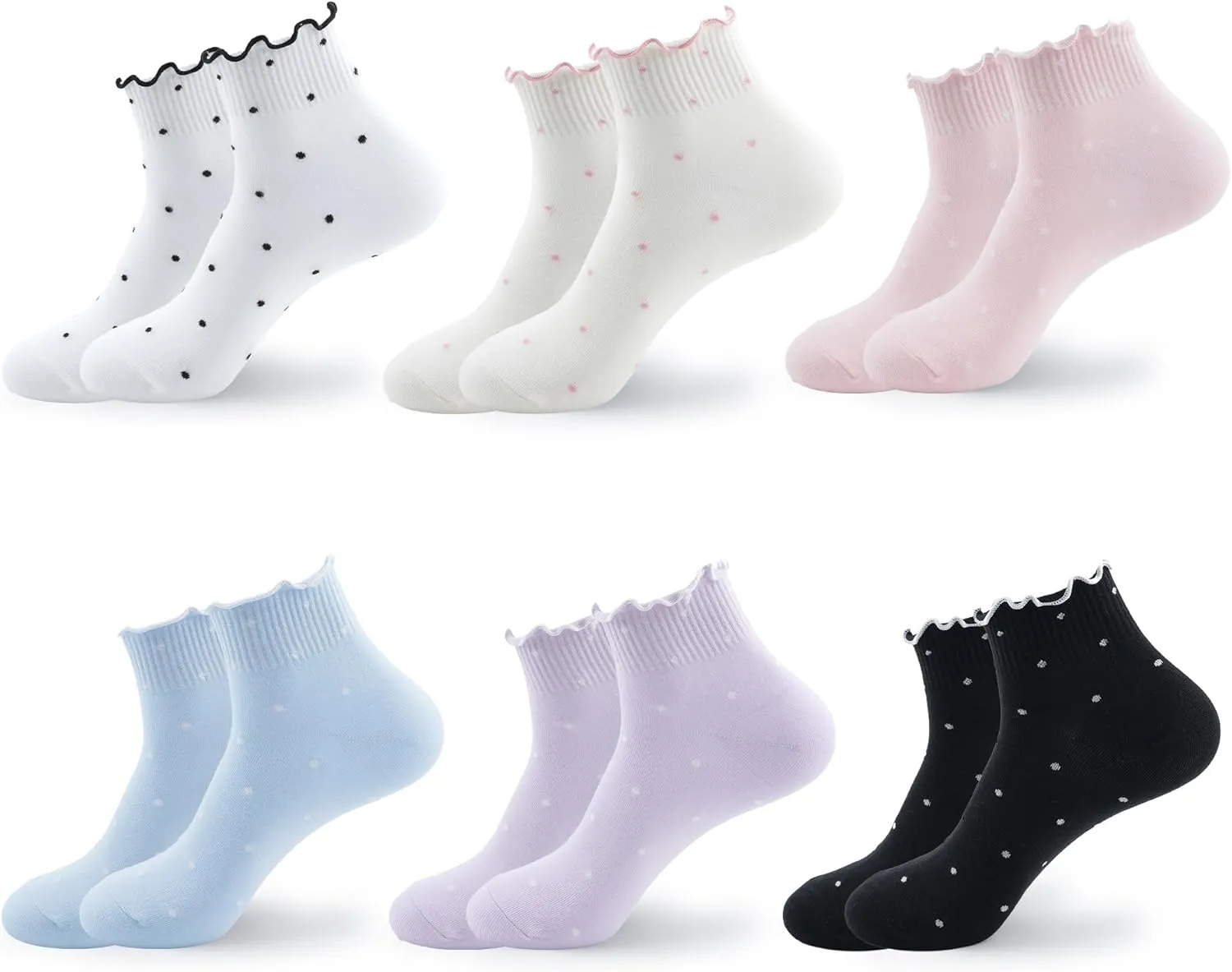 kikiya socks Women Ankle | 4-6 Pairs Heart Design Cute Animal Graphic Novelty Fruit Print Ladies Girls Cotton Socks | US 6-8
