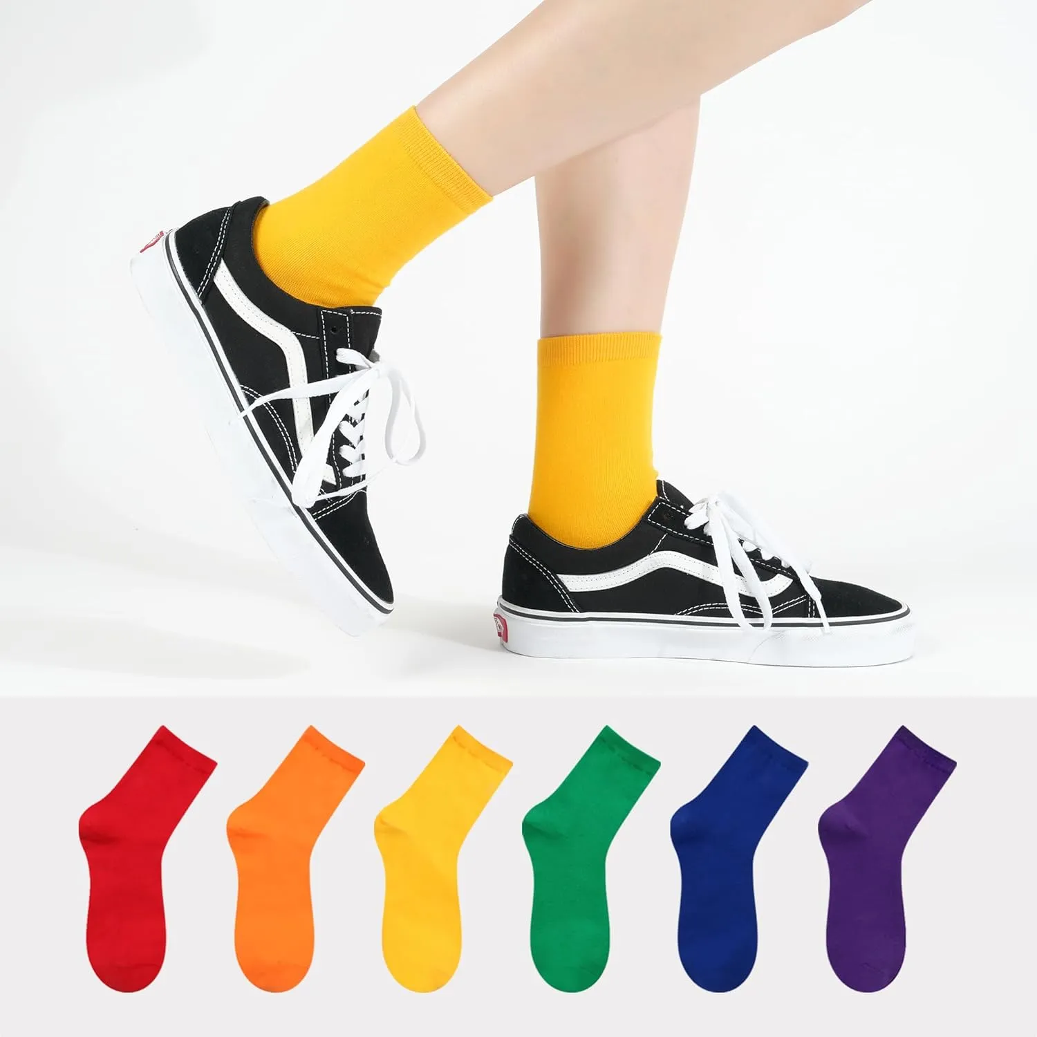 kikiya socks Women Crew | 4-6 Pairs Flower Heart Dots Graphic Tube Striped Cotton Socks | Calcetas Para Mujer | Size 6-8