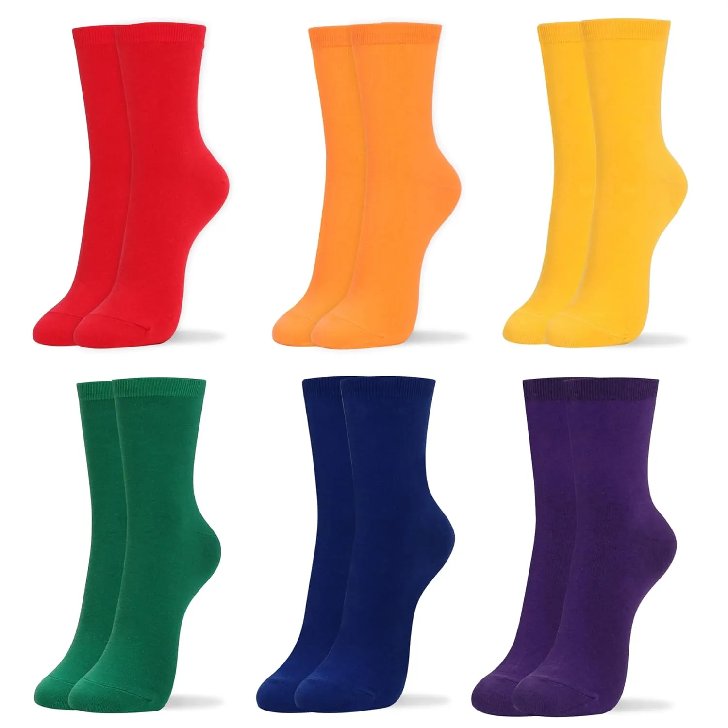 kikiya socks Women Crew | 4-6 Pairs Flower Heart Dots Graphic Tube Striped Cotton Socks | Calcetas Para Mujer | Size 6-8