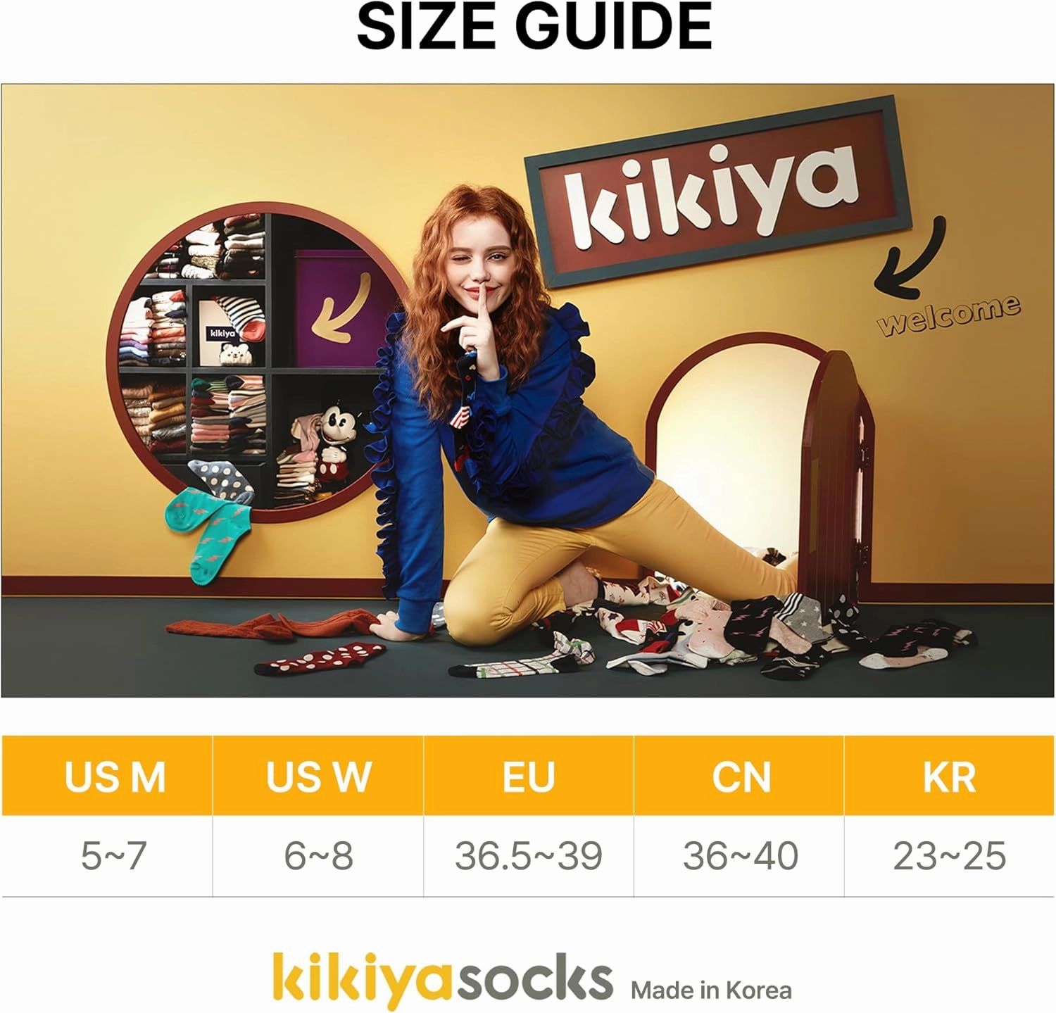 kikiya socks Women Crew | 4-6 Pairs Cute Smiley Face Fun Animal Crazy Character Cotton Socks | Calcetas Para Mujer | Size 6-8