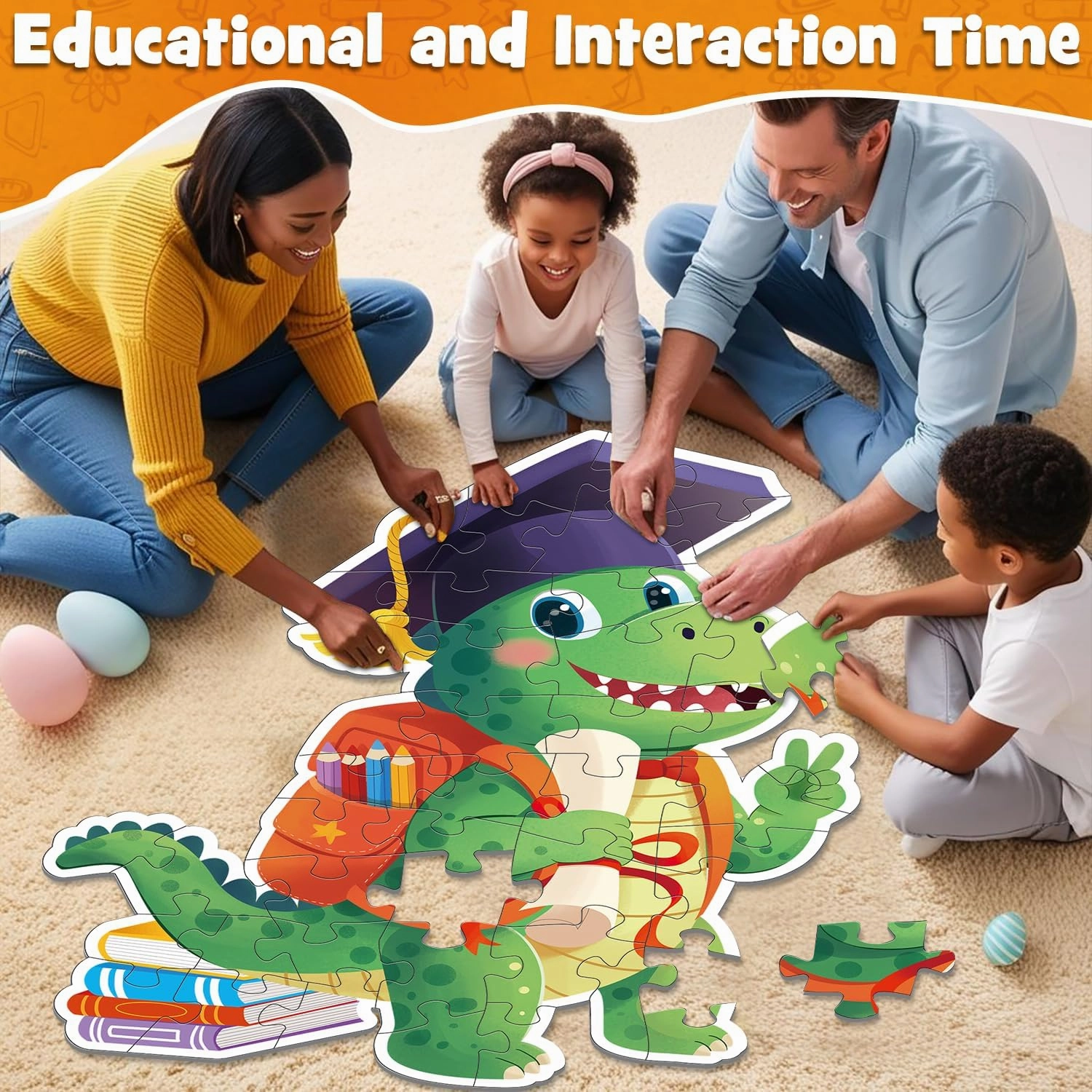 Kindergarten Preschool Graduation Gifts 2025 for Boys Girls, 45pcs Jumbo Dinosaur Floor Puzzles for Kids Age 3-8, Congratulations Grad Gifts for Son Grandson